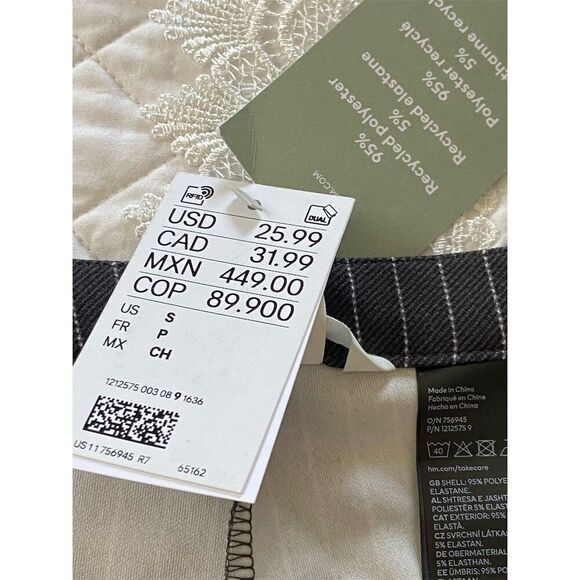 H&M Pinstriped Wide Leg Trousers Gray NWT Size Small - Picture 5 of 11